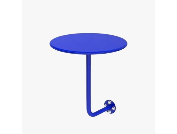 Kleiner Runder Wandtisch aus Edelstahl,Schwebender Beistelltisch für Bar Gebürsteter Edelstahl, Platzsparendes Design, Wandmontierter Bartisch, Einfache Montage(Blue,35cm/13.8in)