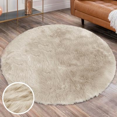 Hochflor-Teppich OTTO HOME "Valeria Fellteppich kuschelig" Gr. 43, beige (sand), H:60mm Ø:45cm, Kunstfaser, Teppiche, Kunstfell, weiche Teppiche, Wohnzimmer, Schlafzimmer, Esszimmer