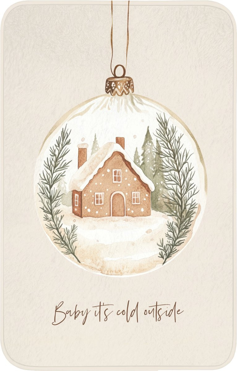 OnlyWow WC mat Quote Winter Kerst - Beige - 50 x 80 cm