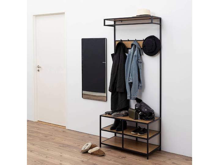Kompaktgarderobe 77 x 185 x 40cm Braun