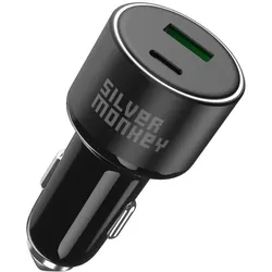Silver Monkey SMA014 100W Autoladegerät 1xUSB-C PD 1xUSB-A QC 3.0 - Schwarz, Auto Adapter, Schwarz