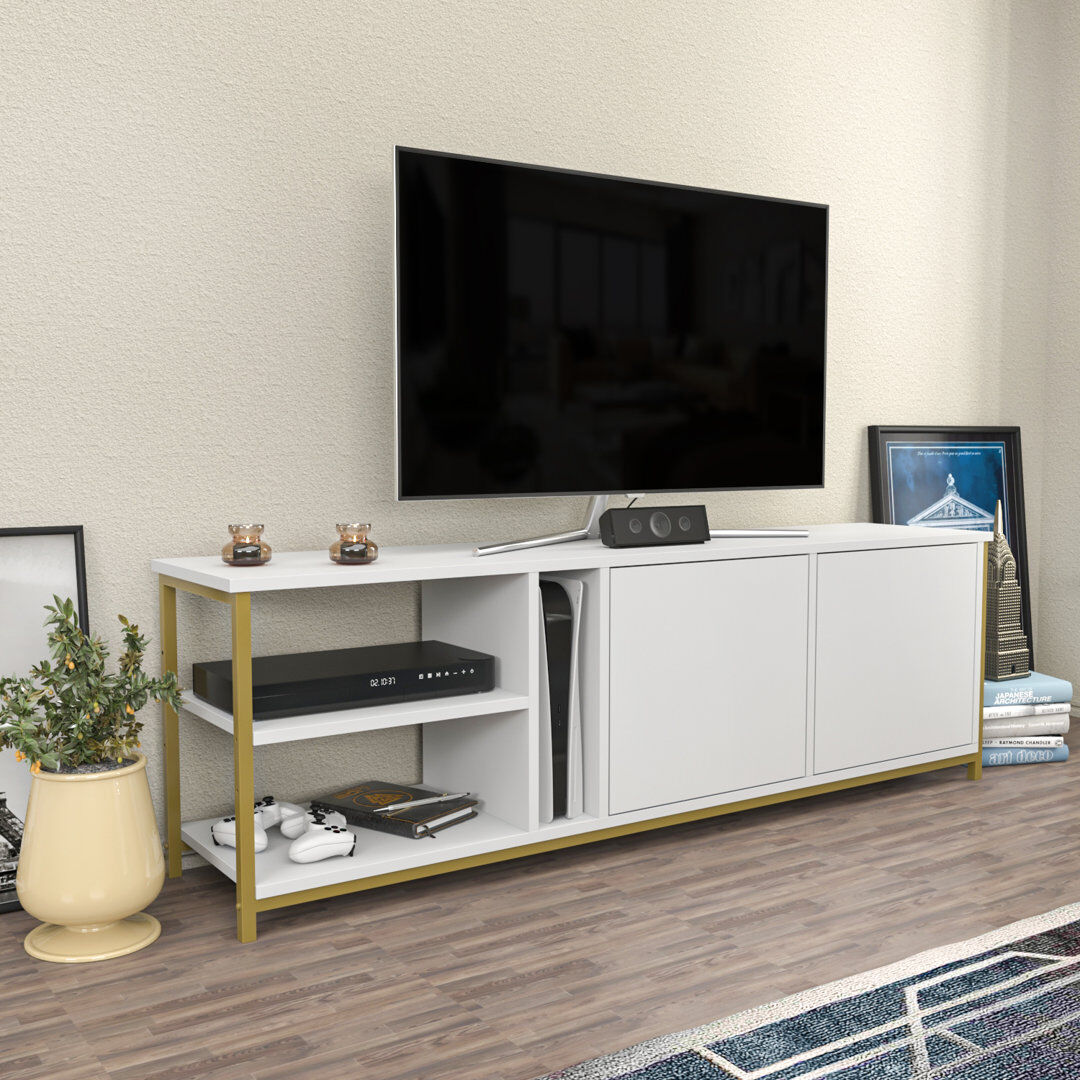 Blue Elephant Primrose TV Stand for TVs up to 70" Gold/White 70"