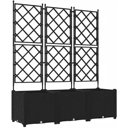 Helloshop26 - Set aus 3 modernen Gartenpflanzgefäßen 120 x 40 x 143 cm robust minimalistisch schwarzer Stahl 02_0058538