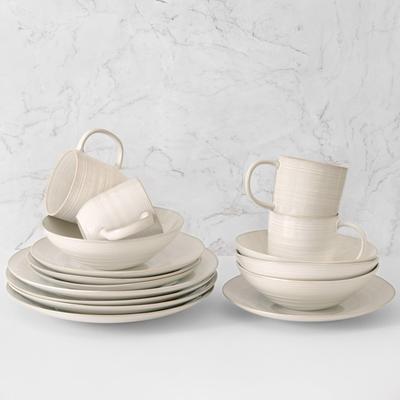 Euro Ceramica Neree 12 / 16 / 20 / 24 Piece Reactive Glaze Stoneware Dinnerware Set - Ivory