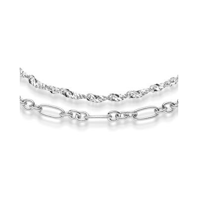 Kette ohne Anhänger ADELIA´S "Collier Halskette aus Silber rhodiniert rhodiniert", silber, Halsketten, Herren, 45cm, Silber 925 (Sterlingsilber)