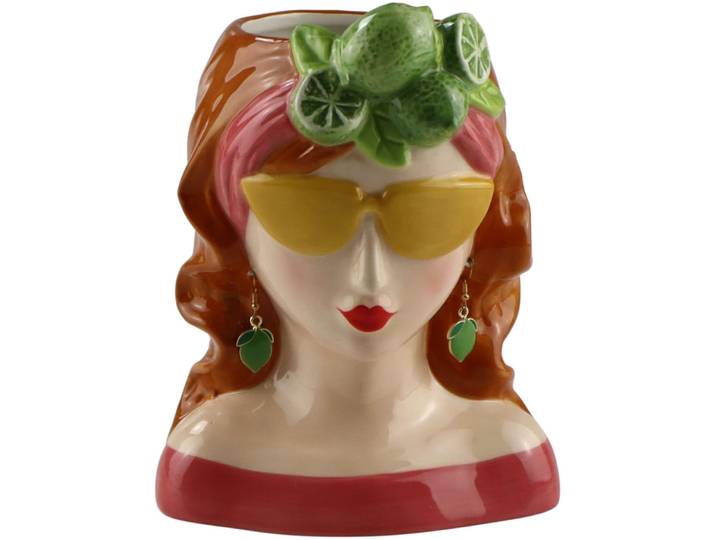 Dekovase AM DESIGN Verspielte Vase aus Dolomit , rot, B:11,8cm H:18,5cm, Dolomit, Vasen, Dekovase, mit fruchtigem Design