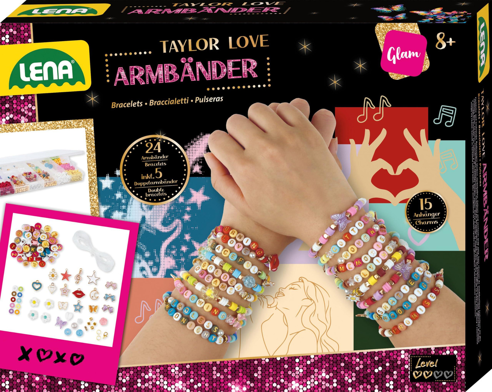Simm LENA Taylor Love vriendschapsarmbanden groot met opvouwbare doos