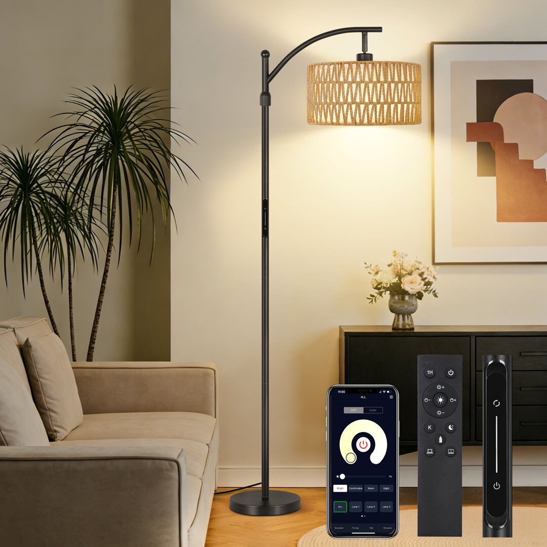 Ebern Designs 185 H cm Traditional Floor Lamp Black 185cm H X 25.2cm W X 29cm D