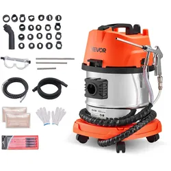 VEVOR Walnuss Strahlgerät, 13 L, 1200 W, Mobiles Sandstrahlgerät zur Entkohlung von Ansaugkrümmern & Ventilen, Sandstrahlmaschine – mit 2,5 kg Walnussschalen-Strahlmittel & 23 Adaptern