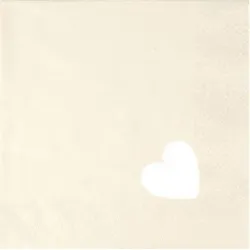 Home Fashion®, Punched Heart Pearl Effect ivory, Cocktail-Servietten 25 cm x 25 cm, im Viertelfalz, gestanztes Herz, 20 Stück pro Pack