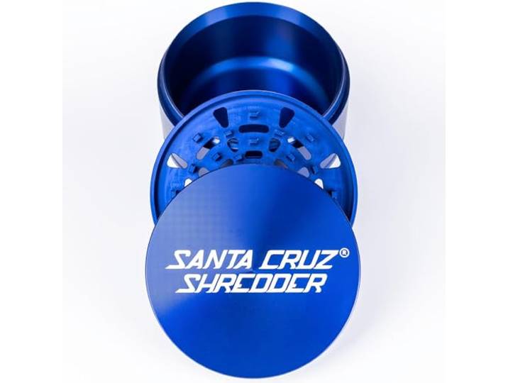 Santa Cruz Shredder Jumbo-Kräutermühle aus Metall, gerändelte Oberseite für stärkeren Halt, 3-teilig, 10,2 cm, Blau