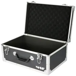 HMF Fotokoffer mit Schaumstoff, gepolsterter Transportkoffer mit Aluminiumrahmen für DSLR/Spiegelreflex & Fotozubehör, 48 x 32 x 22,5 cm, Schwarz