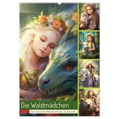 Die Waldmädchen. Eine mystische Reise durch den Zauberwald (Wandkalender 2027 DIN A2 hoch), CALVENDO Monatskalender