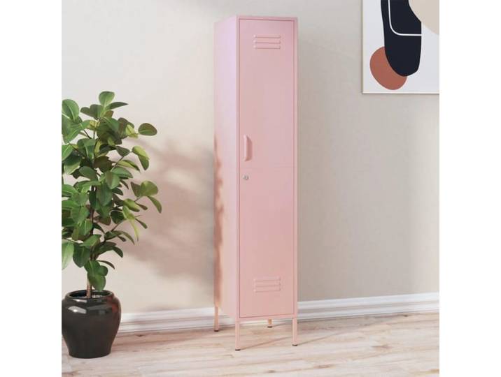 SALE 2026  Buffet bahut Rose - Armoire à casiers Rose 35x46x180cm Acier PRO585239946