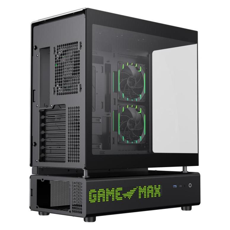 GameMax Boitier Moyen Tour ATX N90 ARGB avec panneaux vitrés (Noir) (ATX, ITX, Mini-ATX) (1118-3090R0002)
