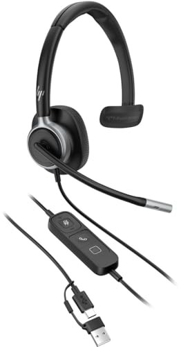 HP Poly Mission 615 Over-ear Headset - Zwart - USB-A en USB-C - Bekabeld