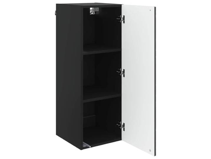 KTHLBRH Wandschrank schwarz 33 x 34,5 x 90 cm Technisches Holz, 2 Einlegeböden, 1 Tür, 90° Tür, Wandmontage