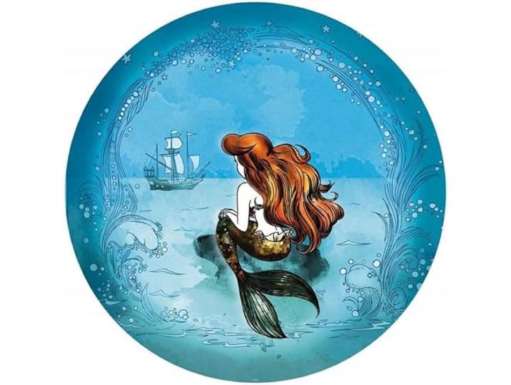Disney Komar DOT rond en zelfklevend vliesbehang van Disney - Ariel Dreaming - Ø 125 cm - Zeemeermin, meisjeskamer, kinderbehang, kinderkamer, muursticker - DD1-020