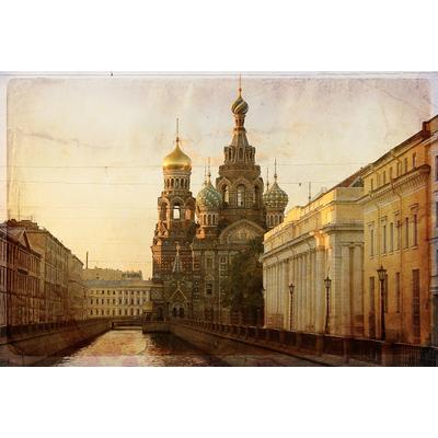 Fototapete PAPERMOON "ST PETERSBURG-RUSSLAND ALTSTADT VINTAGE WANDTAPETE DEKO", bunt, B:4m L:2,6m, Vlies, Tapeten