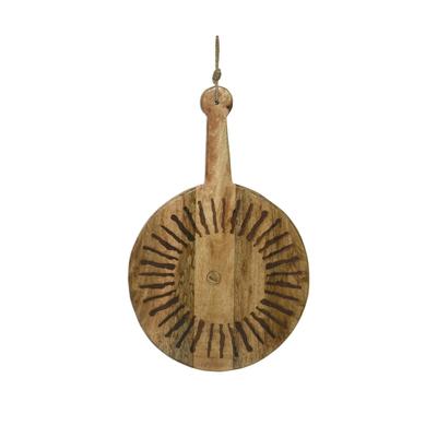Schneidebrett Servierbrett rund Mangoholz mit Griff Serviertablett 46cm natur
