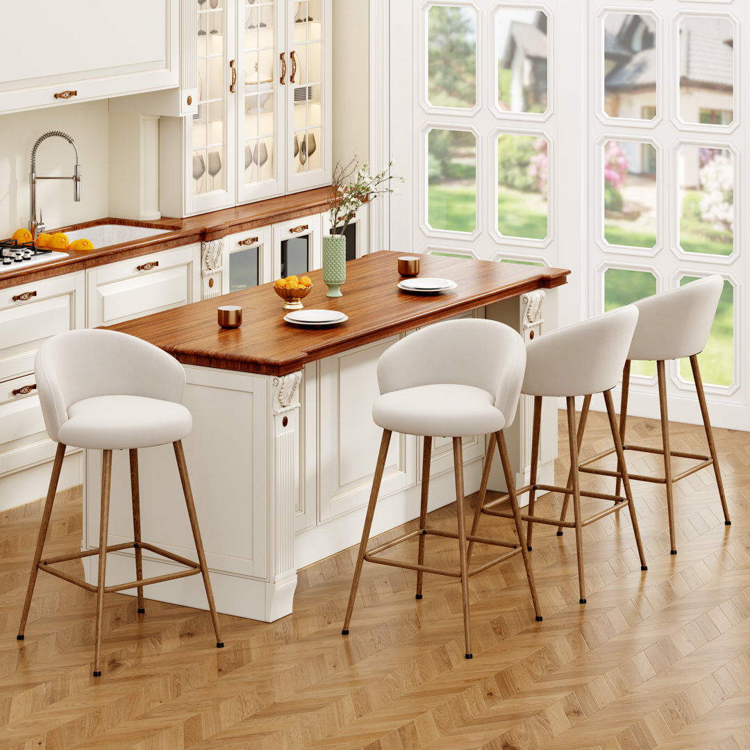 Rio Velvet Bar Stool Brown/Ivory 66cm