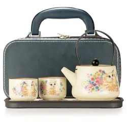Travel Teapot Set & Two Cups - Cat Lover