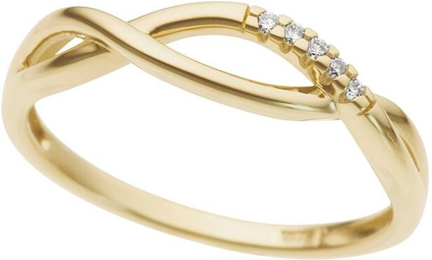 Diamantring FIRETTI "Schmuck Geschenk Gold 333 Damenring Goldring Diamant" Gr. 17, gold (gelbgoldfarben, weißgoldfarben), Fingerringe, Damen, 17, 0,04 P2 = erkennbare Einschlüsse, Diamanten Gelbgold 333, 1,5mm, Diamanten, Gelbgold 333, Diamantring, mit Br