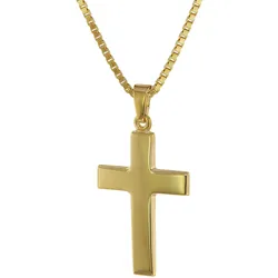 trendor 75221 Kreuz-Anhänger 24 mm Gold 333 (8 Kt.) mit plattierter Halskette, 40 cm