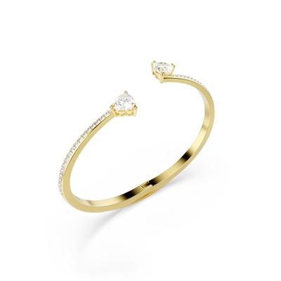 Armspange SWAROVSKI "Schmuck Geschenk Mesmera Armreif" Gr. M, gold (gelbgoldfarben, kristallweiß, kristallweiß), Armbänder, Damen, M, Metall, Armspange, mit Swarovski Kristall, Zirkonia (synth.)