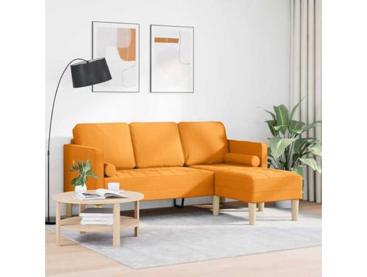 KTHLBRH Modulares Sofa-Set, Dunkelgelb, 3-Sitzer Atmungsaktives Polyester, Holzstruktur, flache Armlehnen, einfache Montage