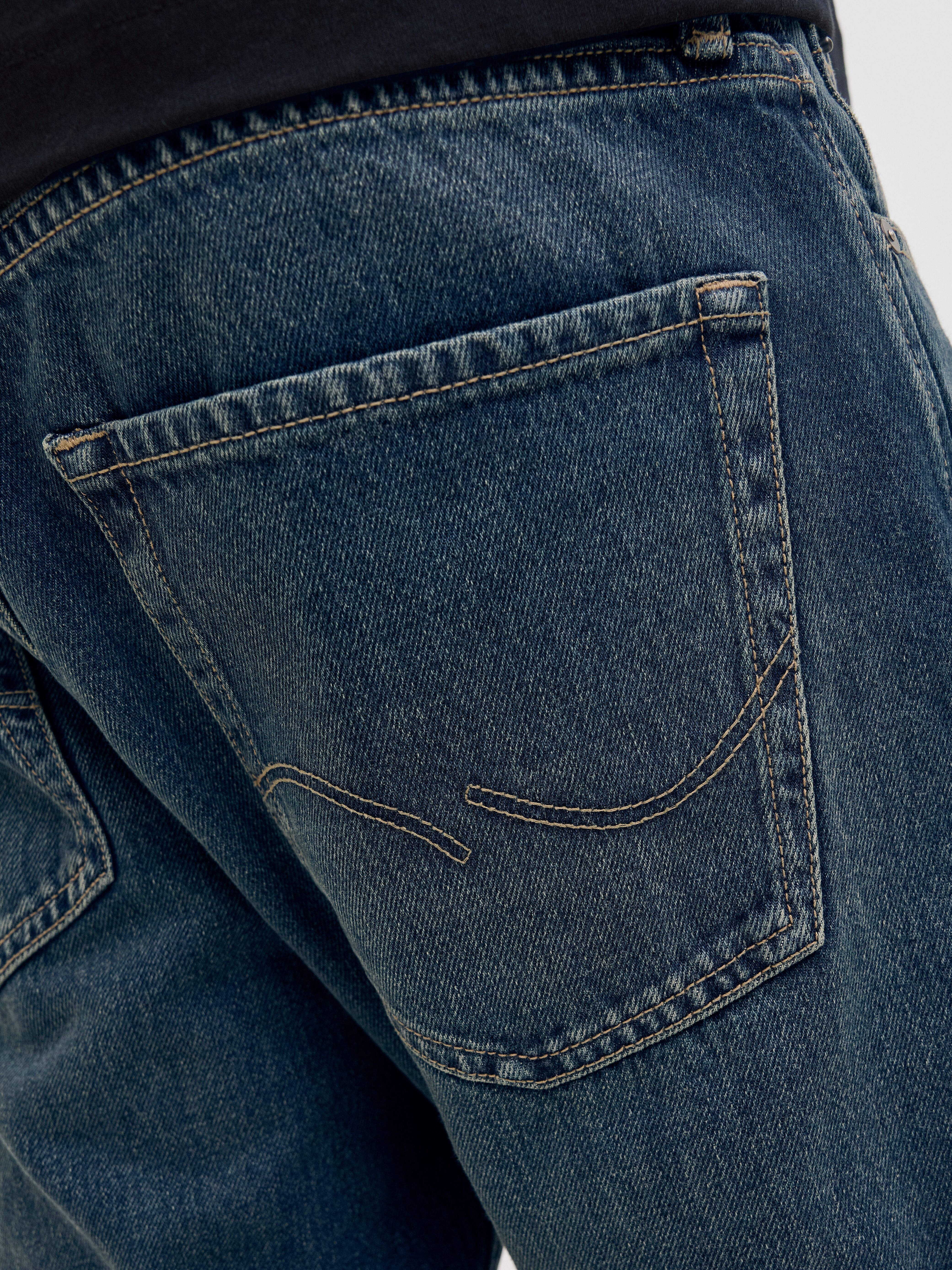 Loose-fit-Jeans JACK & JONES "CHRIS JJORIGINAL", Herren, Gr. 32, Länge 32, blau (blau denim), Denim/Jeans, Obermaterial: 100% Baumwolle, Abriebeffekte, loose fit lang, Jeans Loose-fit-Jeans, Baumwolle, loose fit blau denim 32, Länge 32