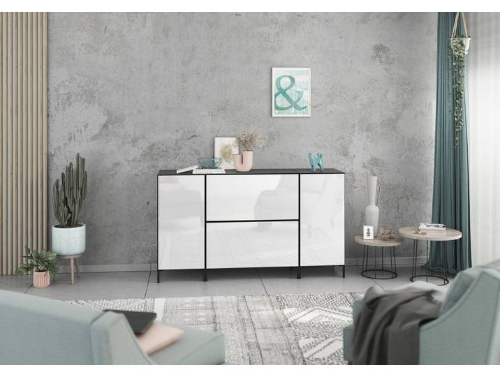 BMG Möbel Sideboard Modul+ (Sideboard Set 4 tlg., bestehend aus, 2x Schrank mit Tür, 2x Schrank mit Klappenfunktion), individuell kombinierbar, Sofclose-Funktion, Made in Germany