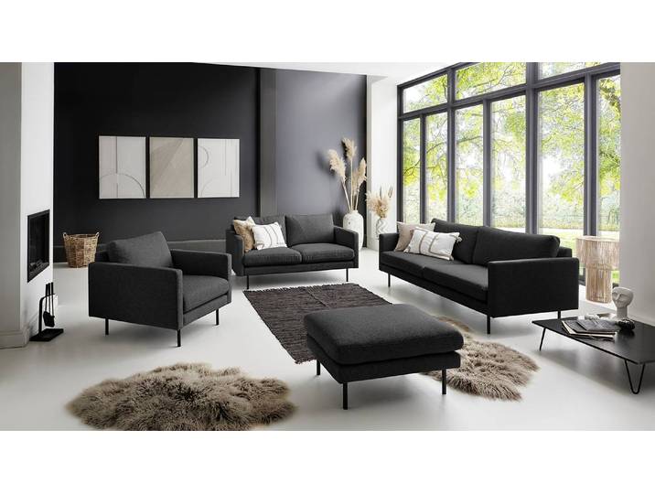 Sessel Schwarz Strukturstoff Foxy 80 x 82 x 94cm