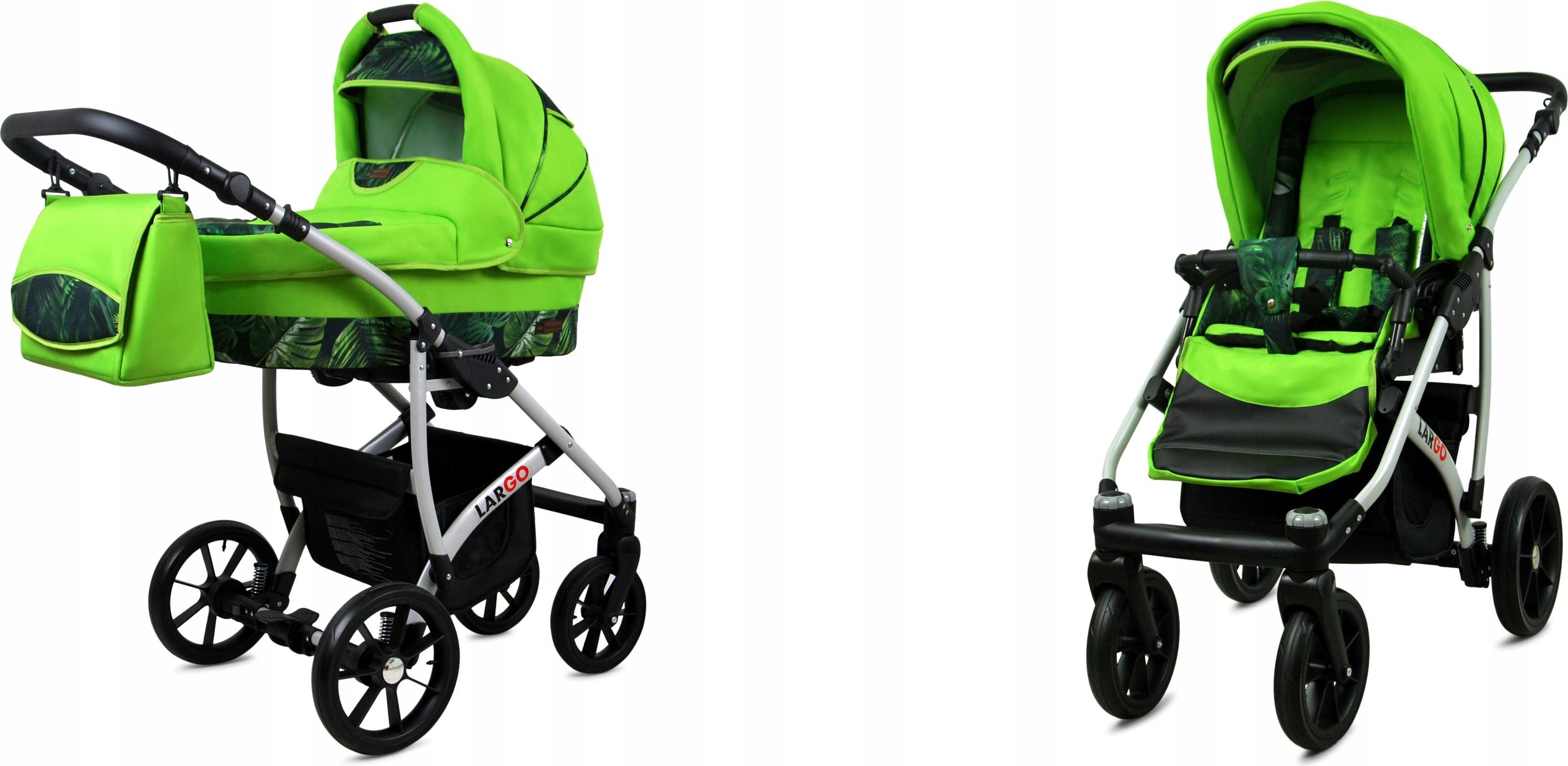 BabyLux Largo | 2in1 Kinderwagen Set | Green Leaf | Kombikinderwagen | Kinderwagenset | Buggy +