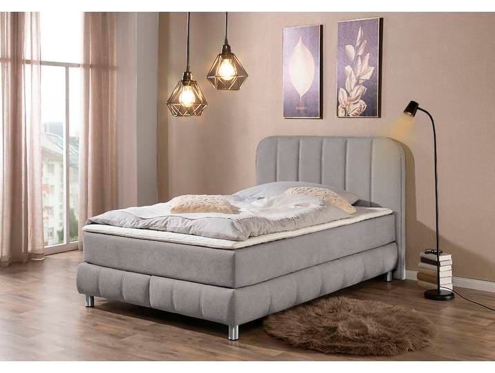 Boxbett HOME AFFAIRE Abtenau inkl. Topper , grau, B:147cm L:207cm, Komplettbetten, Boxbett, inkl. Topper