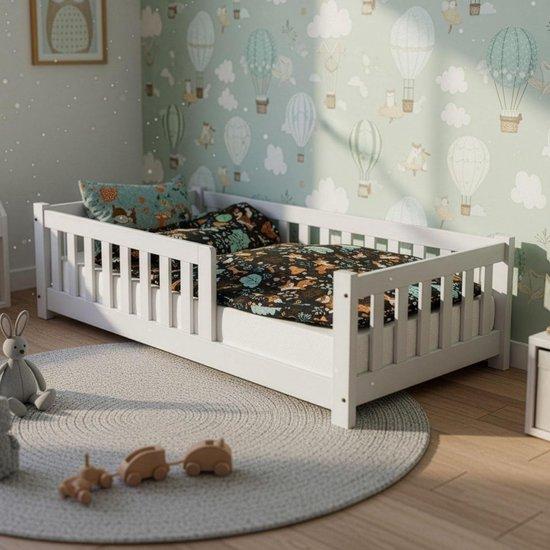 Kinderbett - Liegefläche: 80x160 cm - Für einen sicheren Schlaf - Mit Sturzschutz - Weiß