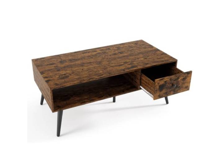 Helloshop26 Couchtisch mit Schublade und Ablage, 109 x 55 x 44 cm, modern, Retro, Kiefernholz, Braun, 20_0013779