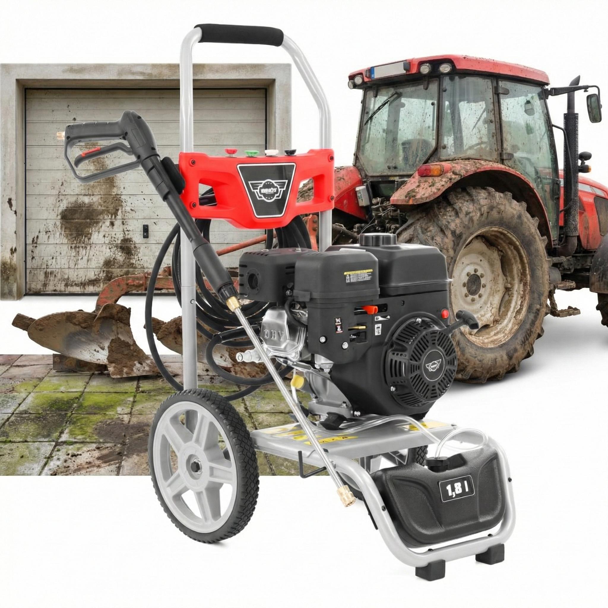 Hochdruckreiniger Benzin selbstansaugend HECHT 3231 | 600 l/h | 250 bar | 4,5 kW / 6 PS | 95 cm Sprühlanze mit 4 auswechselbaren Düsenvorsätzen