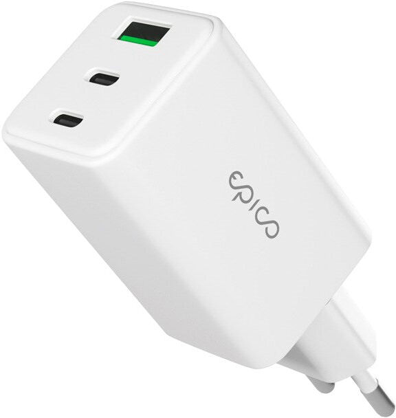 Epico UltraBoost GaN 65W Vægoplader - 2x USB-C / 1x USB-A - Hvid