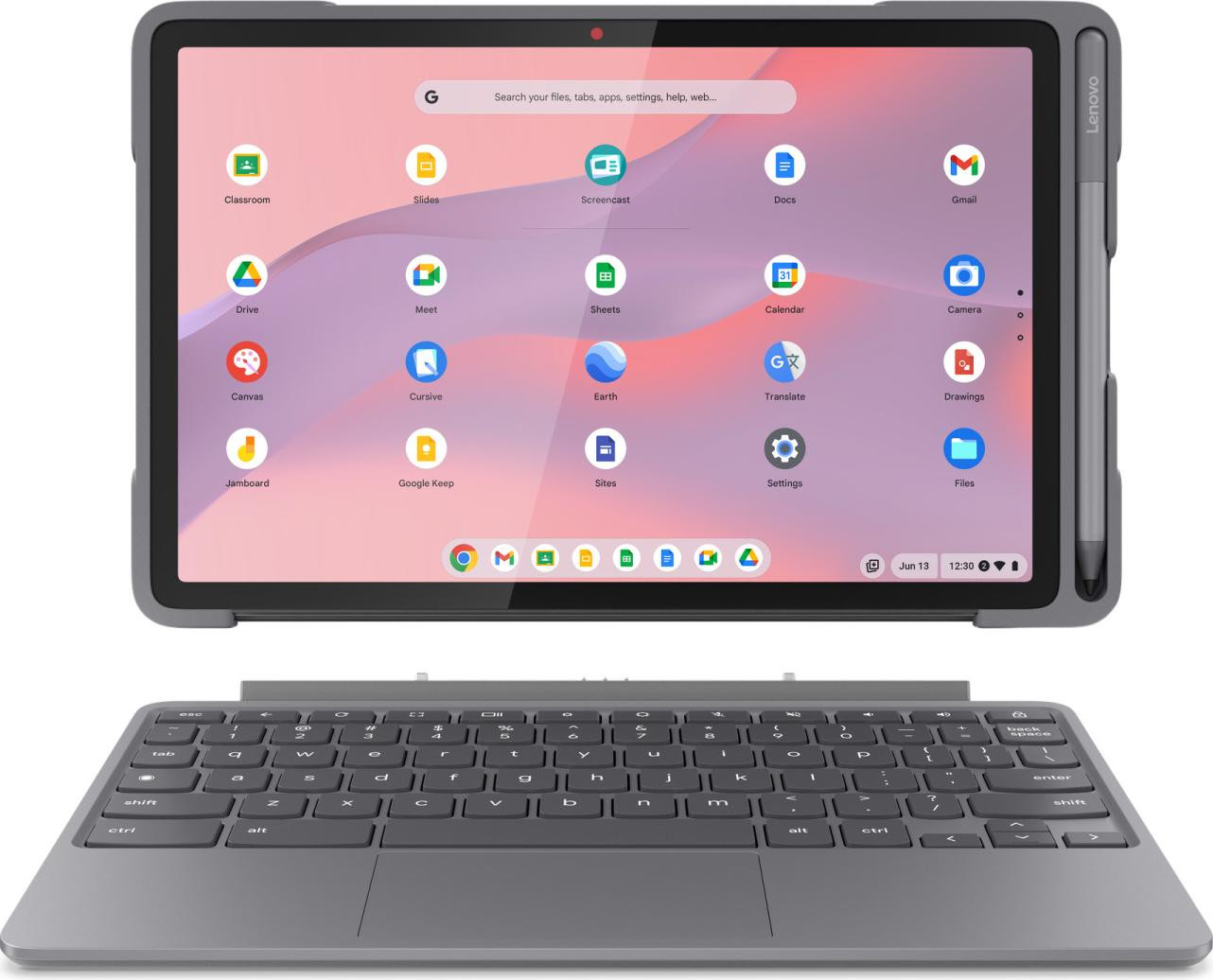 Lenovo Chromebook Duet EDU G2, 27,8 cm (10,9 inch), 1920 x 1200 pixels, 64 GB, 8 GB, ChromeOS, grijs