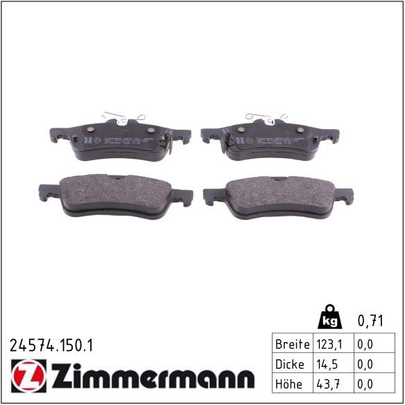 Zimmermann Bremsbelagsatz, Scheibenbremse 245741501 Hinterachse Für Toyota