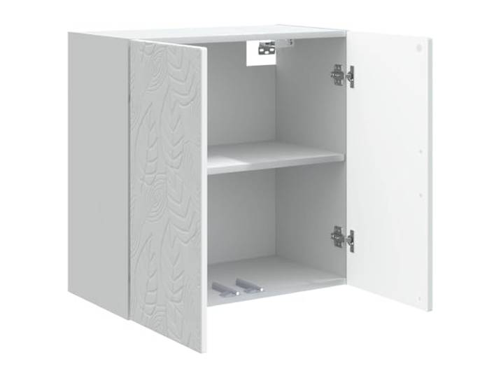 KTHLBRH Weißer Wandschrank 59 x 31 x 60 cm aus technischem Holz 2 Türen, 1 Einlegeboden, Türen 90 °, Wandmontage, Belastung 60 kg