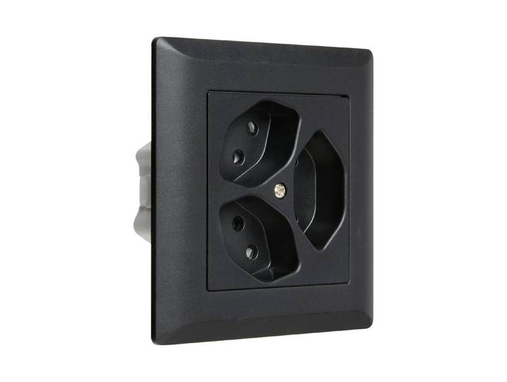 Hager Unterputz-Steckdose 3x T13 Schwarz