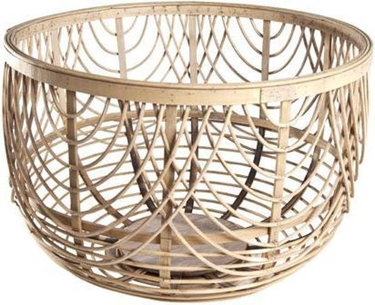 Cosy @ Home Louise Mand Ronde Houten Bijzettafel Grijs B/D/H: 42 x 42 x 28 cm