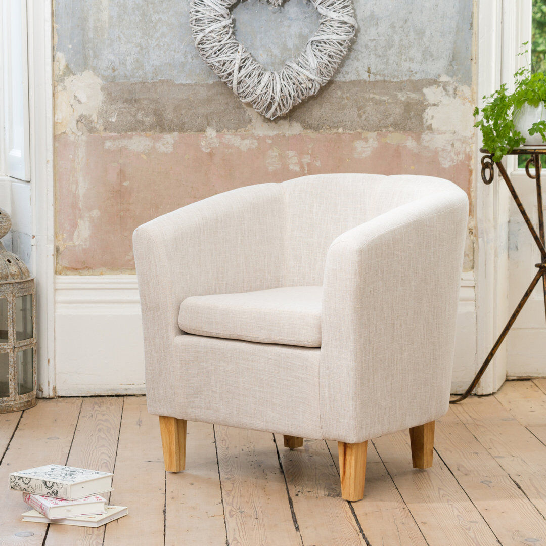 Fernleaf Viola Upholstered Barrel Chair Beige 72cm H X 68cm W X 66cm D