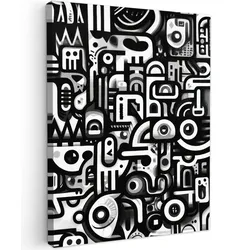 LEINWANDBILD Symbole - Abstrakt - Grafik - Schwarz Room Decor 30x40 cm