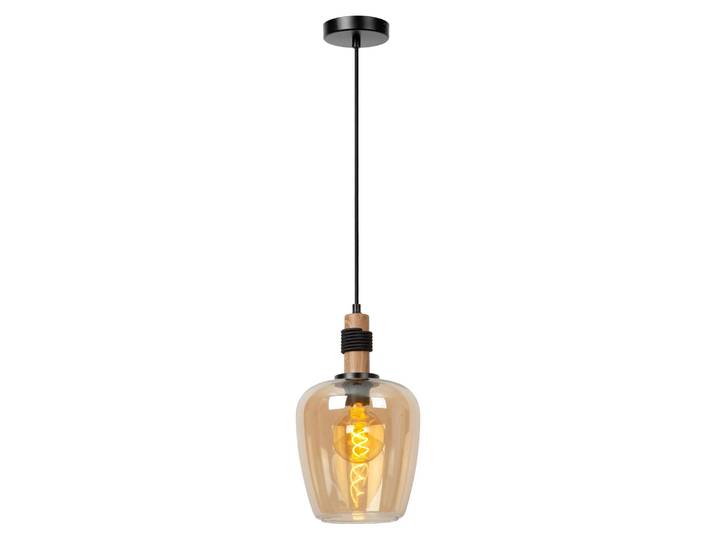 Lampe suspendue avec abat-jour en verre et finition en bois noir Ø22cm ILONA 1xE27 40W Lucide
