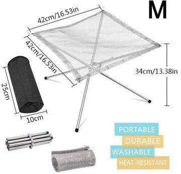 Inspire Daily Merch Premium Portable Camping Fire Pit Rack Foldable Stainless Steel Mesh Stand m