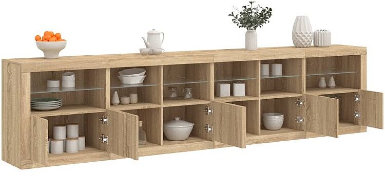 vidaxl Aparador con luces LED roble Sonoma 283x37x67 cm