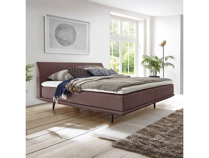 Boxspringbett Lajana Webstoff 140x200 cm Taschenfederkern-Box Härtegrad: H3 Eiche skandinavisch